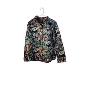 men's retro ethnic jacket with a vibrant abstract pattern  size M